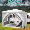 10x10 EZ Pop Up Canopy Outdoor Portable Party Folding Tent with 4 Removable Sidewalls + Carry Bag + 4pcs Weight Bag