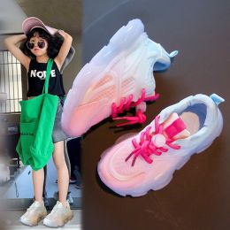 Boys And Girls Breathable Mesh Glow-in-the-dark Shoes (Option: Rose Red-36)