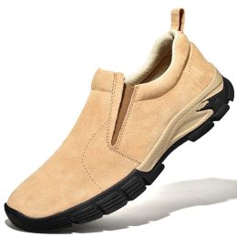 Men's Casual Suede Matte Breathable Leather Shoes (Option: Yellow Brown-48)