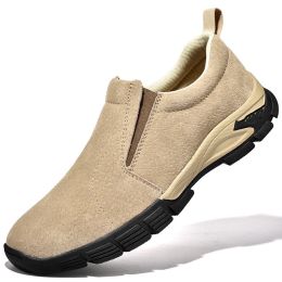 Men's Casual Suede Matte Breathable Leather Shoes (Option: Khaki-48)