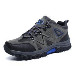 Outdoor Hiking Waterproof Non-slip Low-cut Hiking Shoes (Option: Grey blue-46)