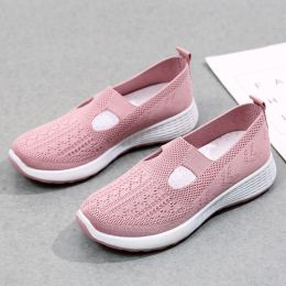 Old Beijing Cloth Shoes Women's Shallow Mouth Mesh Breathable Non-slip Soft Bottom Slip-on Women's Shoes (Option: Pink-36)