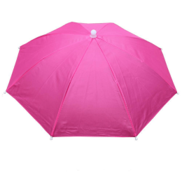 Portable Rain Hat Outdoor Folding Umbrella Fishing Sun Shade Anti-UV Camping Fishing Headwear Cap Beach Head Hat Accessory (Color: Rose)