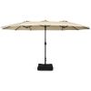 Outdoor Garden Market Double-Sided Twin Patio 15 Feet Umbrella with Crank And Base