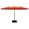 Outdoor Garden Market Double-Sided Twin Patio 15 Feet Umbrella with Crank And Base