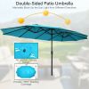 Outdoor Garden Market Double-Sided Twin Patio 15 Feet Umbrella with Crank And Base