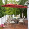 Outdoor Garden Market Double-Sided Twin Patio 15 Feet Umbrella with Crank And Base