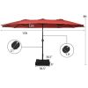 Outdoor Garden Market Double-Sided Twin Patio 15 Feet Umbrella with Crank And Base