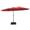 Outdoor Garden Market Double-Sided Twin Patio 15 Feet Umbrella with Crank And Base