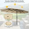 Outdoor Garden Market Double-Sided Twin Patio 15 Feet Umbrella with Crank And Base