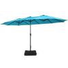 Outdoor Garden Market Double-Sided Twin Patio 15 Feet Umbrella with Crank And Base