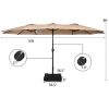 Outdoor Garden Market Double-Sided Twin Patio 15 Feet Umbrella with Crank And Base