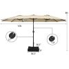 Outdoor Garden Market Double-Sided Twin Patio 15 Feet Umbrella with Crank And Base