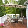 Outdoor Garden Market Double-Sided Twin Patio 15 Feet Umbrella with Crank And Base