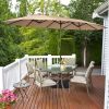 Outdoor Garden Market Double-Sided Twin Patio 15 Feet Umbrella with Crank And Base