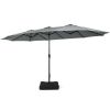 Outdoor Garden Market Double-Sided Twin Patio 15 Feet Umbrella with Crank And Base