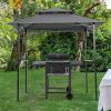 Outdoor Grill Gazebo 8 x 5 Ft;  Shelter Tent;  Double Tier Soft Top Canopy and Steel Frame with hook and Bar Counters