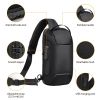 Men's Sling Backpack Waterproof Anti-theft Shoulder Crossbody Chest Bag Messenger Sling Bag Daypack with USB Charging Port