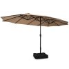 Outdoor Garden Market Double-Sided Twin Patio 15 Feet Umbrella with Crank And Base