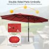 Outdoor Garden Market Double-Sided Twin Patio 15 Feet Umbrella with Crank And Base