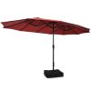 Outdoor Garden Market Double-Sided Twin Patio 15 Feet Umbrella with Crank And Base