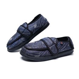 Women's Widened Adjustable Fat Wide And Swollen Hallux Valgus Cloth Shoes (Option: Blue Leaf Pattern-43)